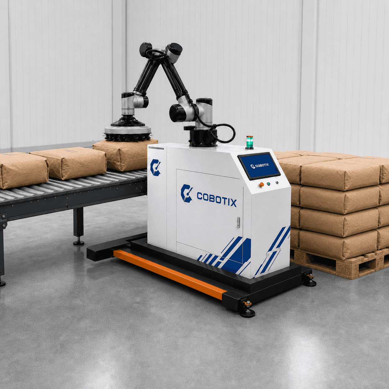 Cobot palletizer Cobotix בקצה קו