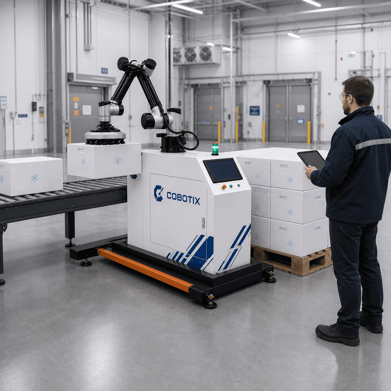 בדיקת קבלה למערכת Robotic Palletizer של Cobotix