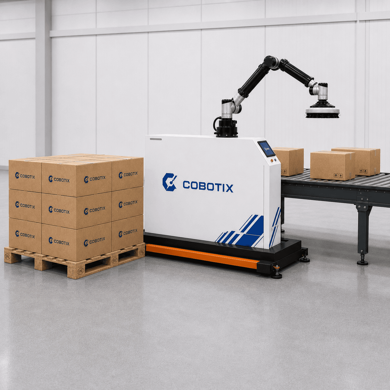 עמדת משטוח Cobotix עם אזור עבודה פנוי ומסודר