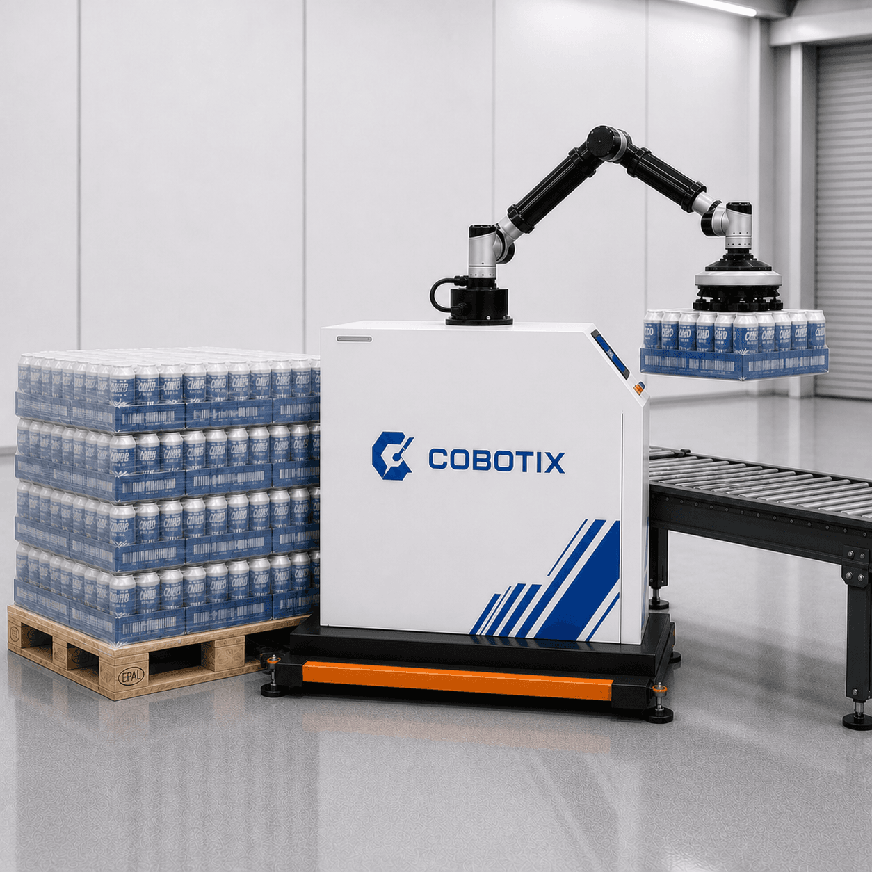 גריפר Cobotix למגש בקבוקים עטוף